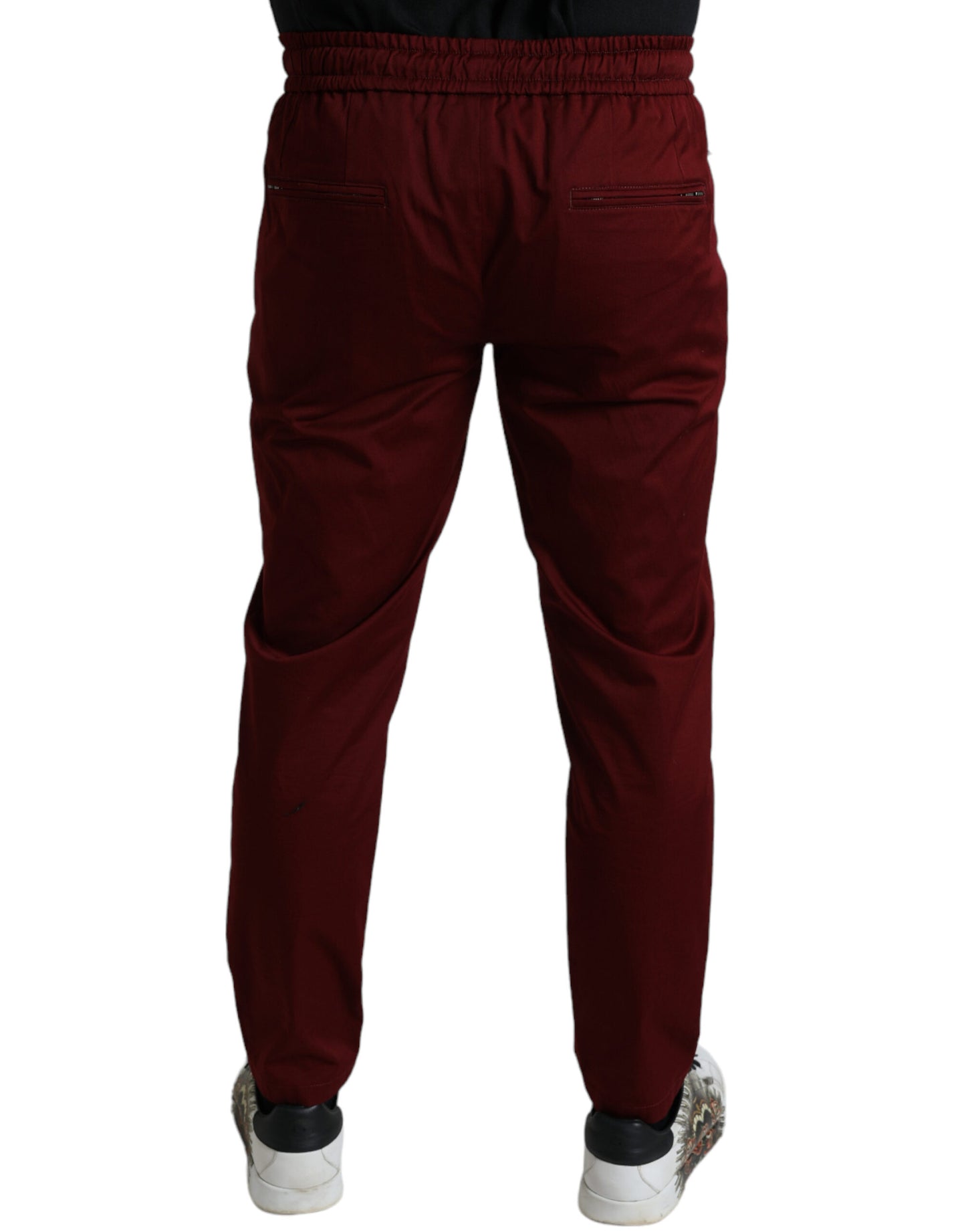 Dolce &amp; Gabbana Maroon Cotton Stretch Jogger Pants