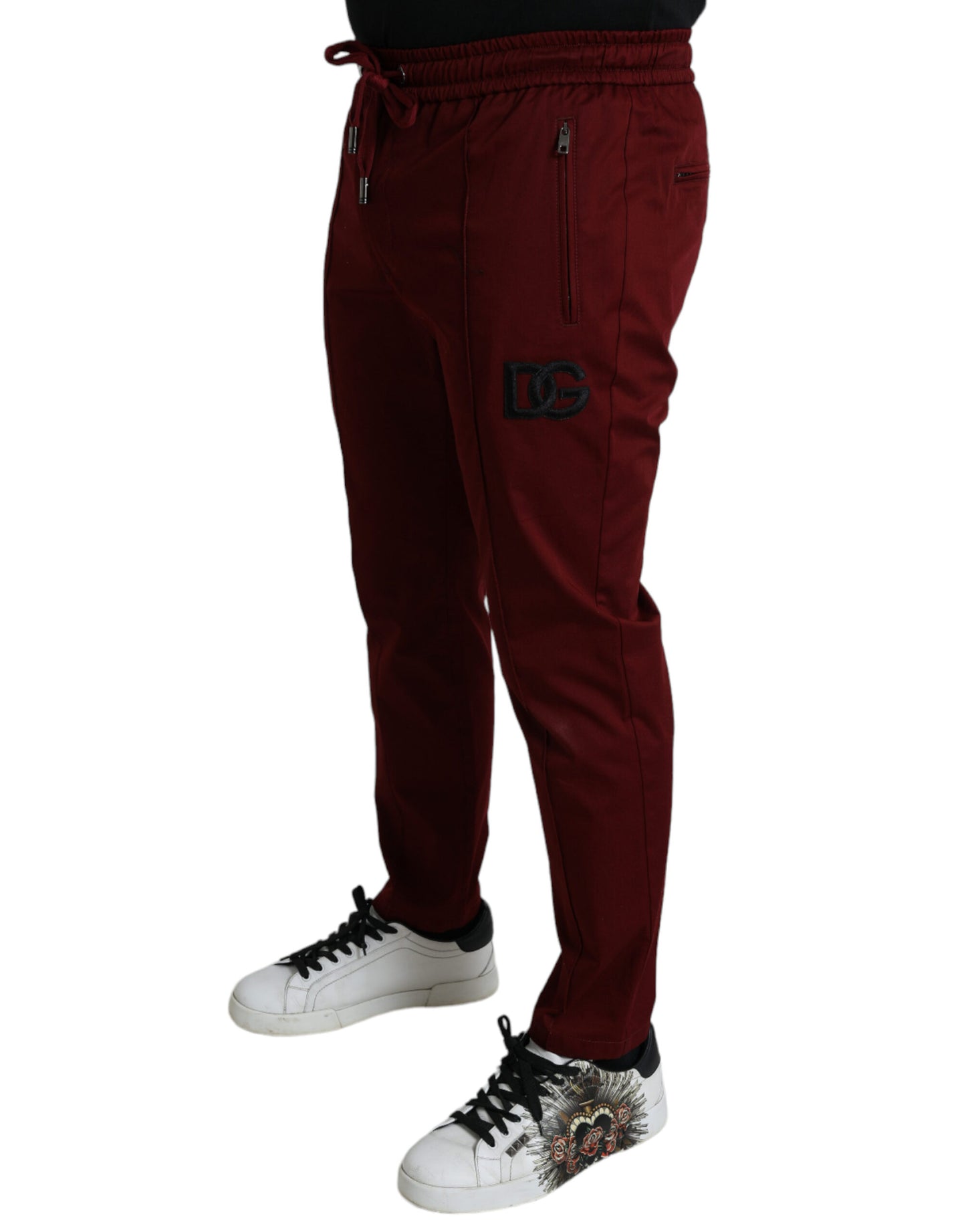 Dolce &amp; Gabbana Maroon Cotton Stretch Jogger Pants