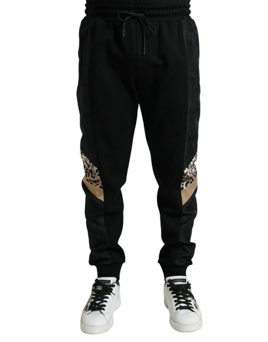 Dolce &amp; Gabbana Elegant Black Leopard Jogger Pants