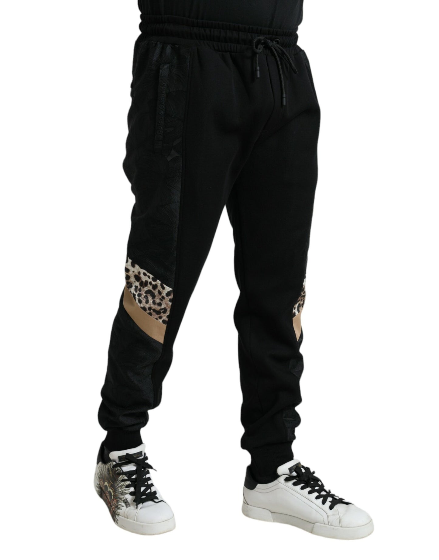 Dolce &amp; Gabbana Elegant Black Leopard Jogger Pants