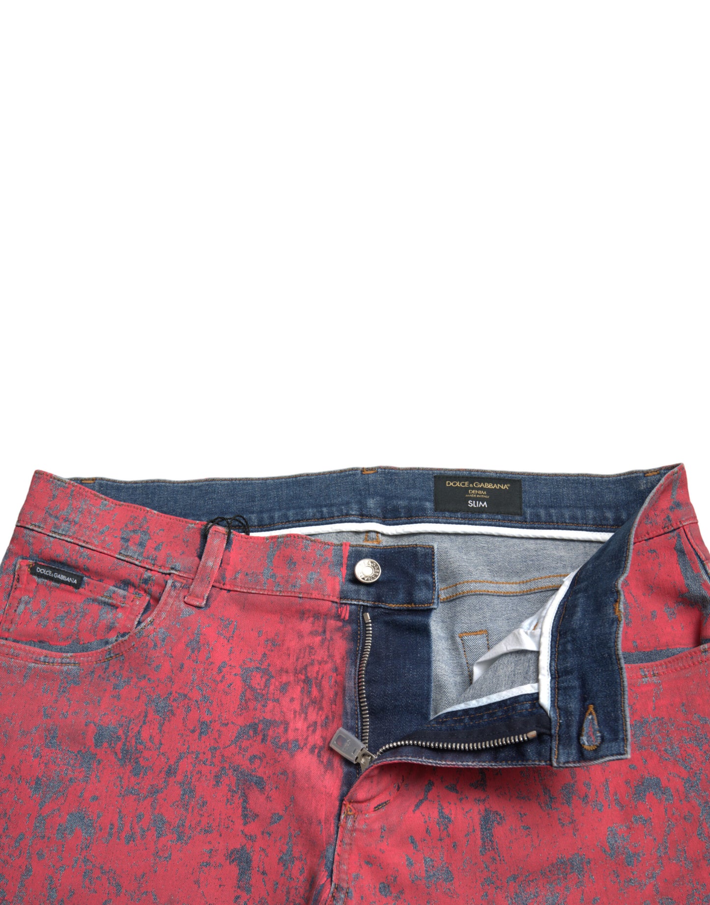 Dolce & Gabbana Rote Tie Dye Skinny Denim Jeans