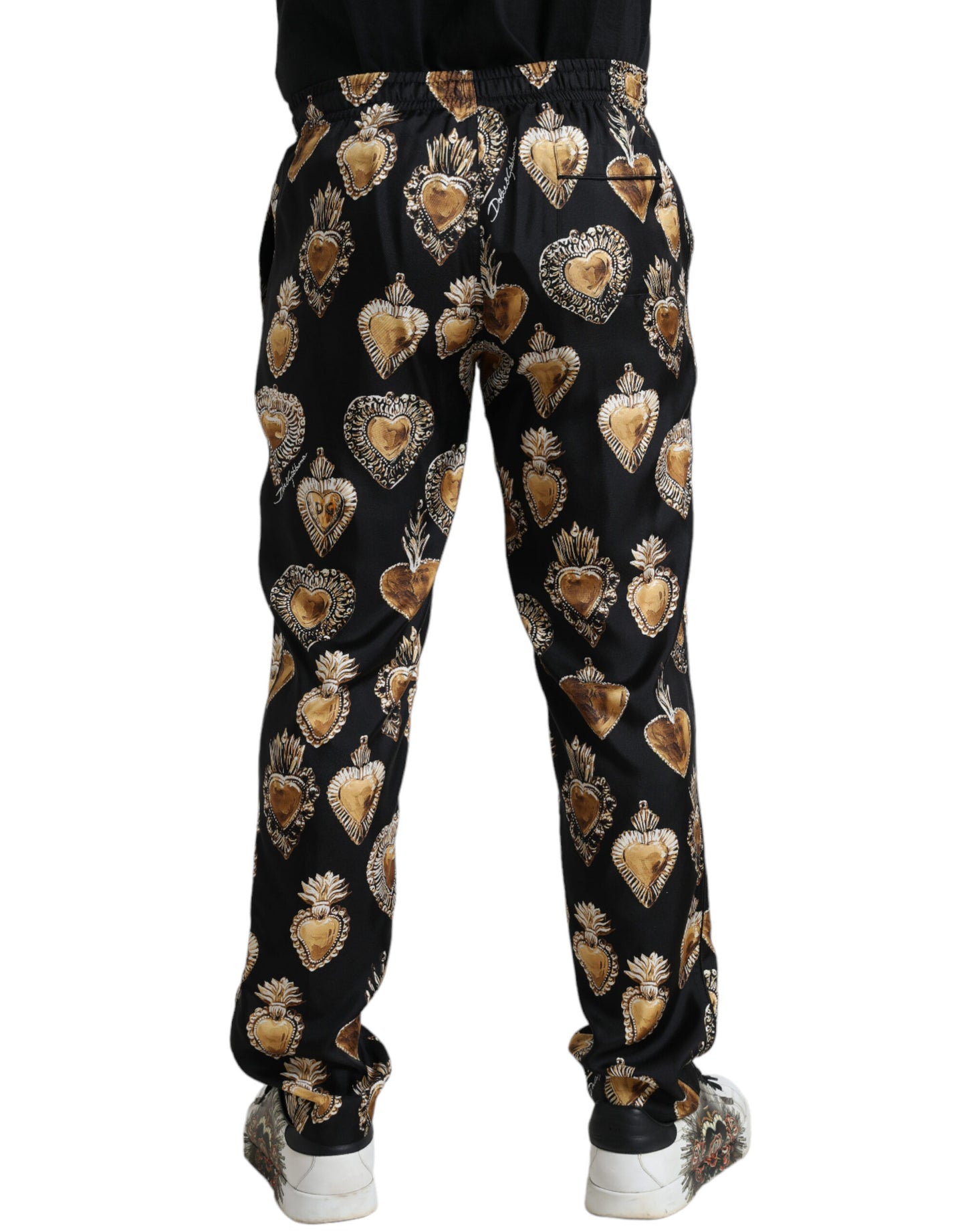 Dolce &amp; Gabbana Chic silk pajama pants with heart pattern