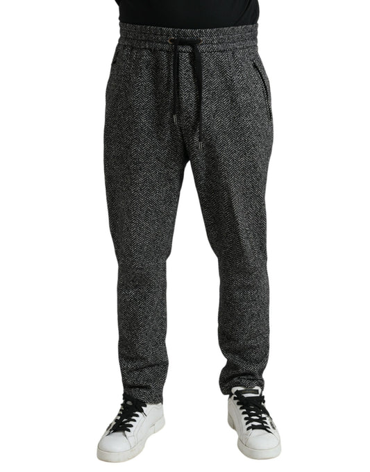 Dolce & Gabbana Elegante dunkelgraue Jogginghose aus Wollmischung