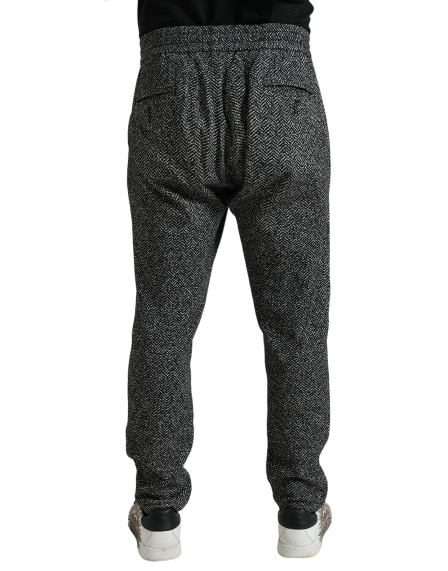 Dolce & Gabbana Elegante dunkelgraue Jogginghose aus Wollmischung