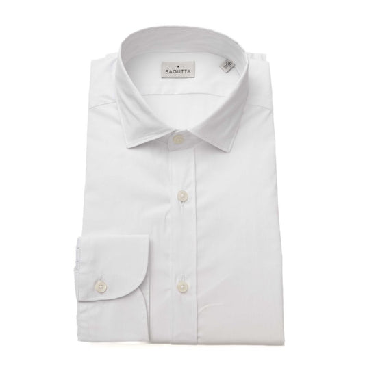 Bagutta White Cotton Shirt for Men Slim Fit with French Collar