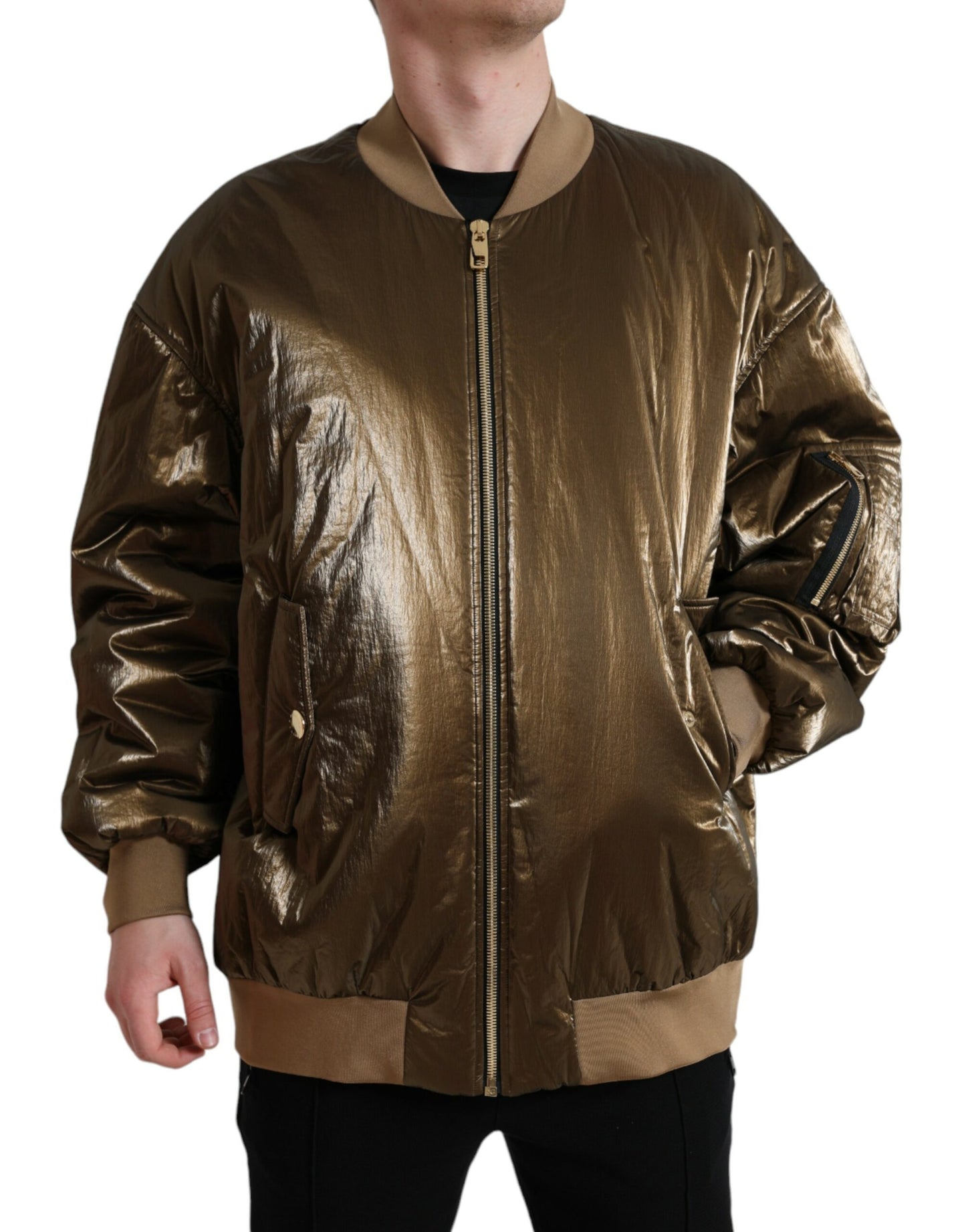 Dolce & Gabbana Elegante Bomberjacke in Bronze