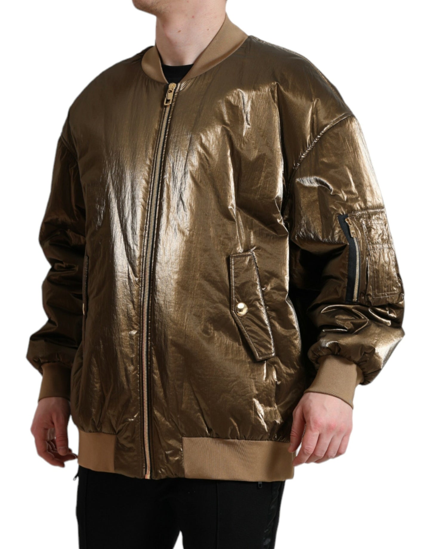 Dolce & Gabbana Elegante Bomberjacke in Bronze