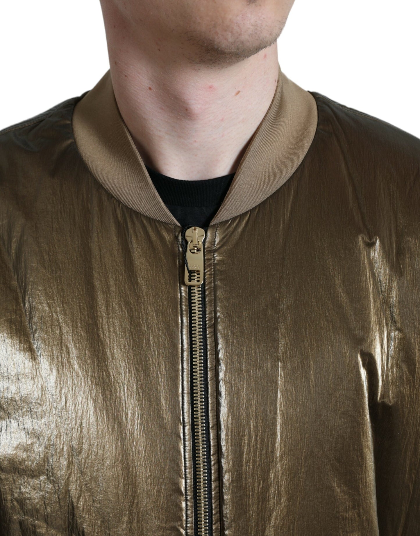 Dolce & Gabbana Elegante Bomberjacke in Bronze