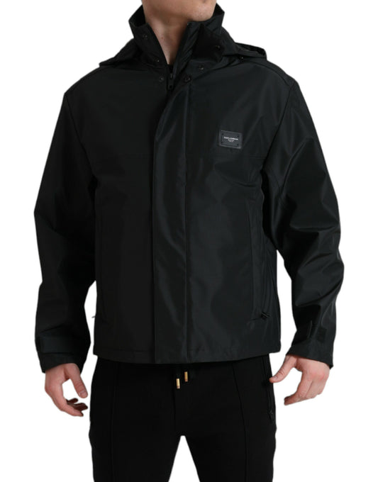 Dolce &amp; Gabbana Smooth Black Windbreaker Jacket