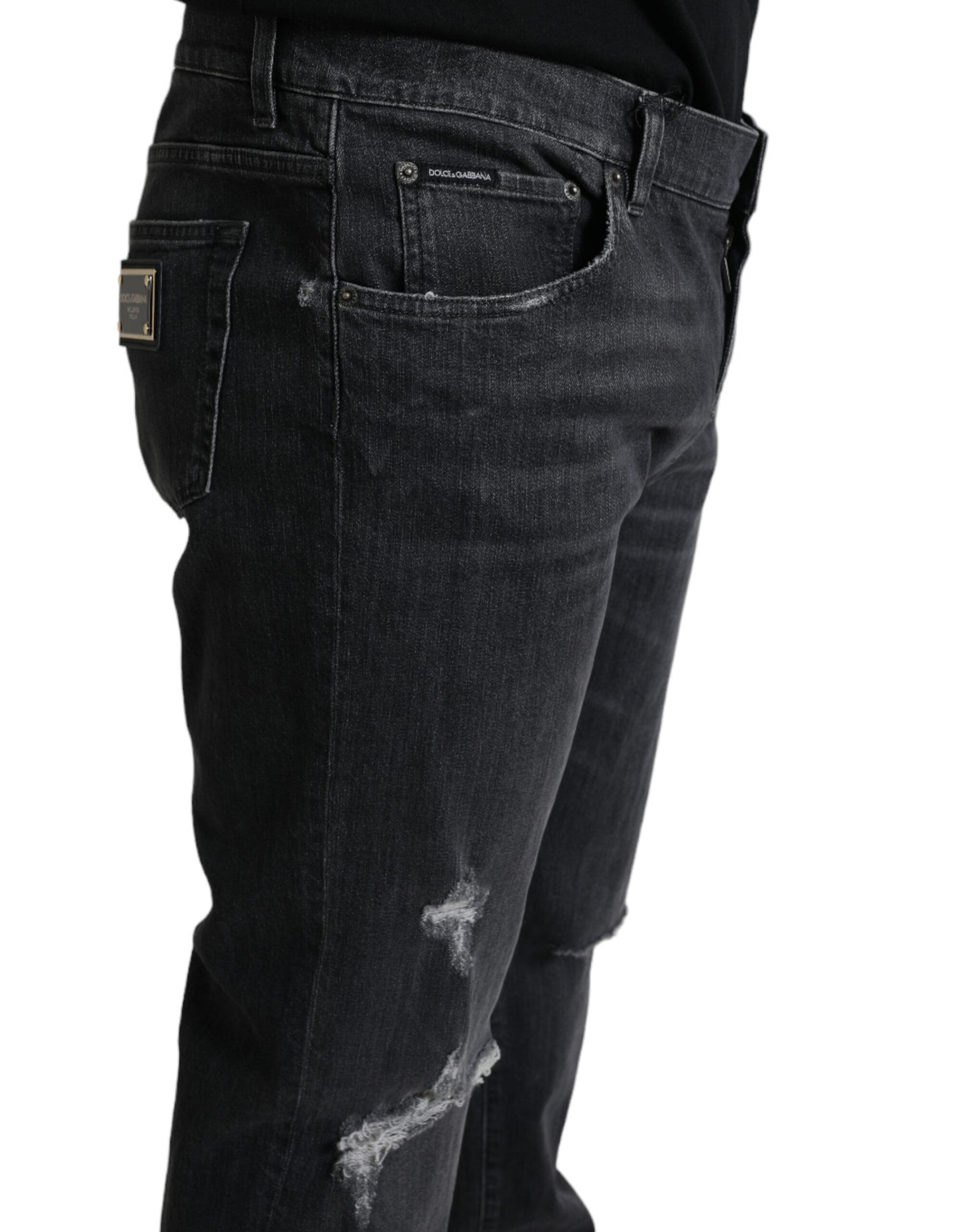 Dolce &amp; Gabbana Elegant slim fit jeans in ripped denim