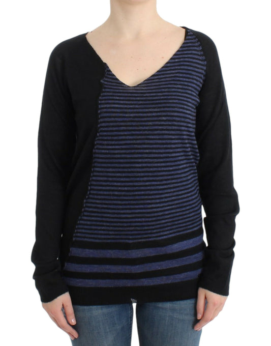 Costume National Luxurious Striped V-Neck Sweater