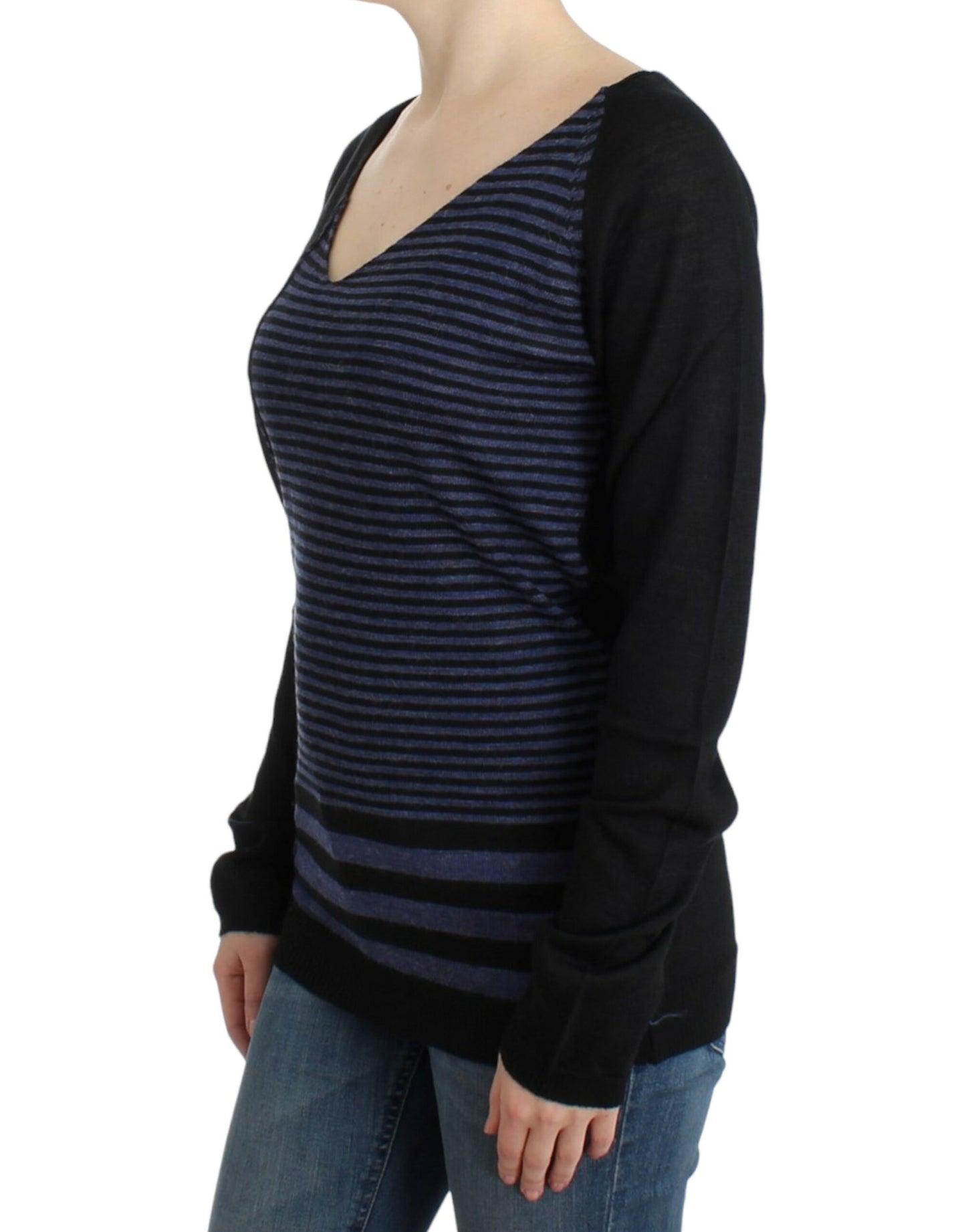 Costume National Luxurious Striped V-Neck Sweater