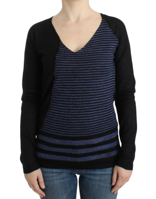 Costume National Chic striped wool blend V-neck sweater