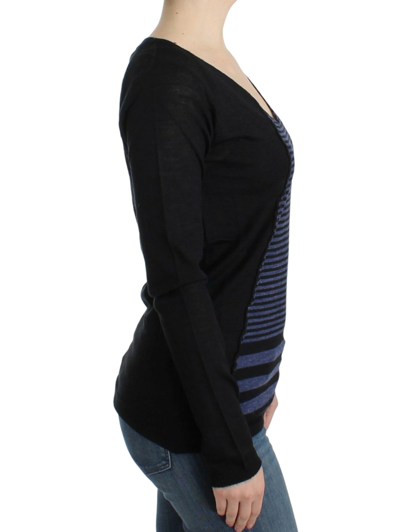 Costume National Chic striped wool blend V-neck sweater