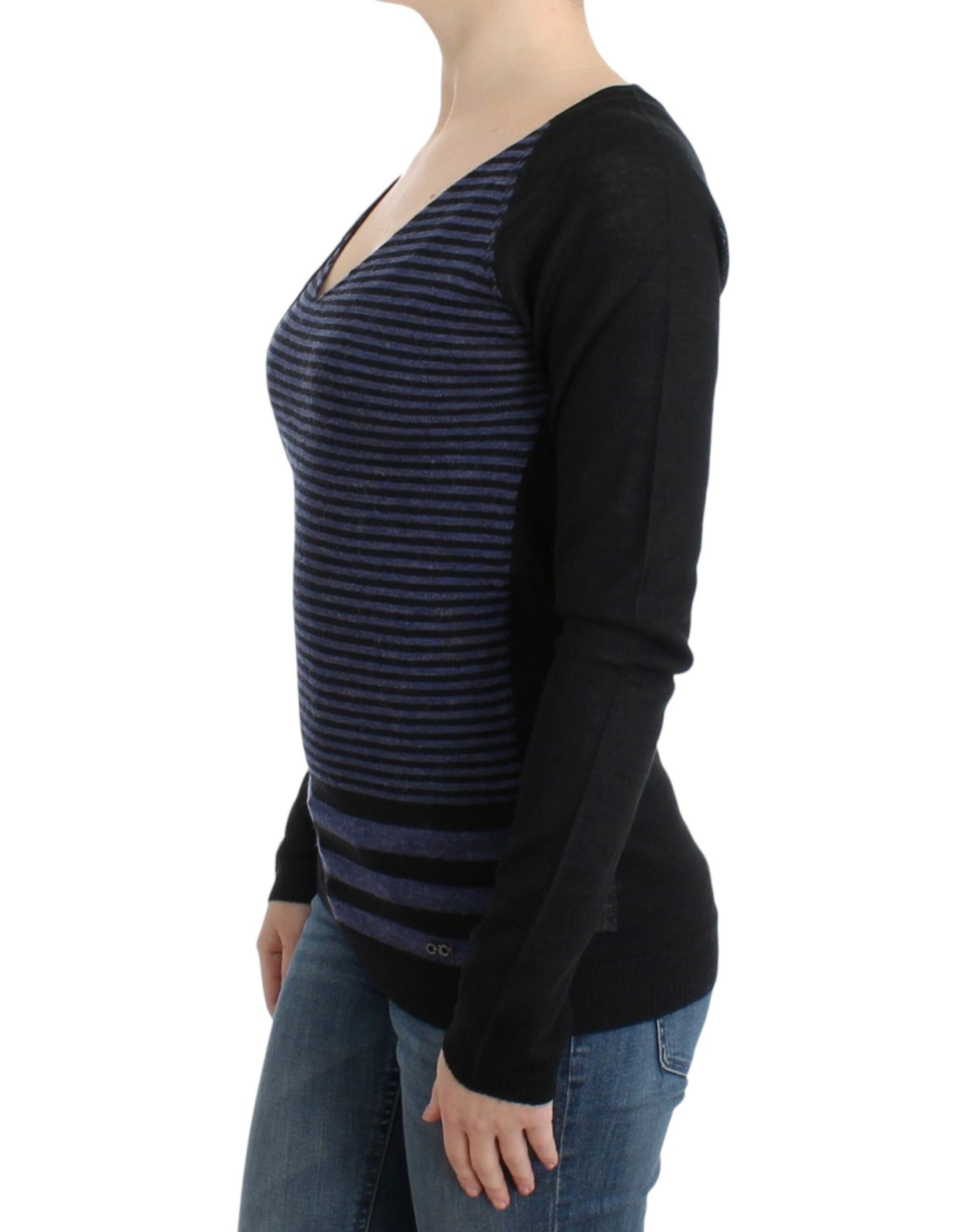 Costume National Chic striped wool blend V-neck sweater