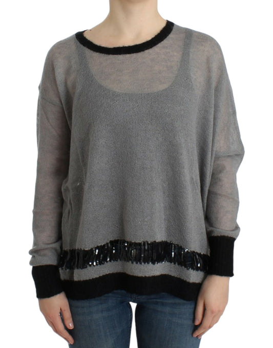 Costume National Chic asymmetric knitted sweater with embellishments