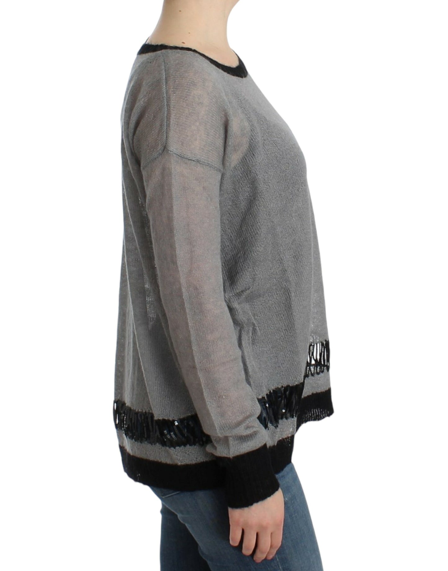 Costume National Chic asymmetric knitted sweater with embellishments