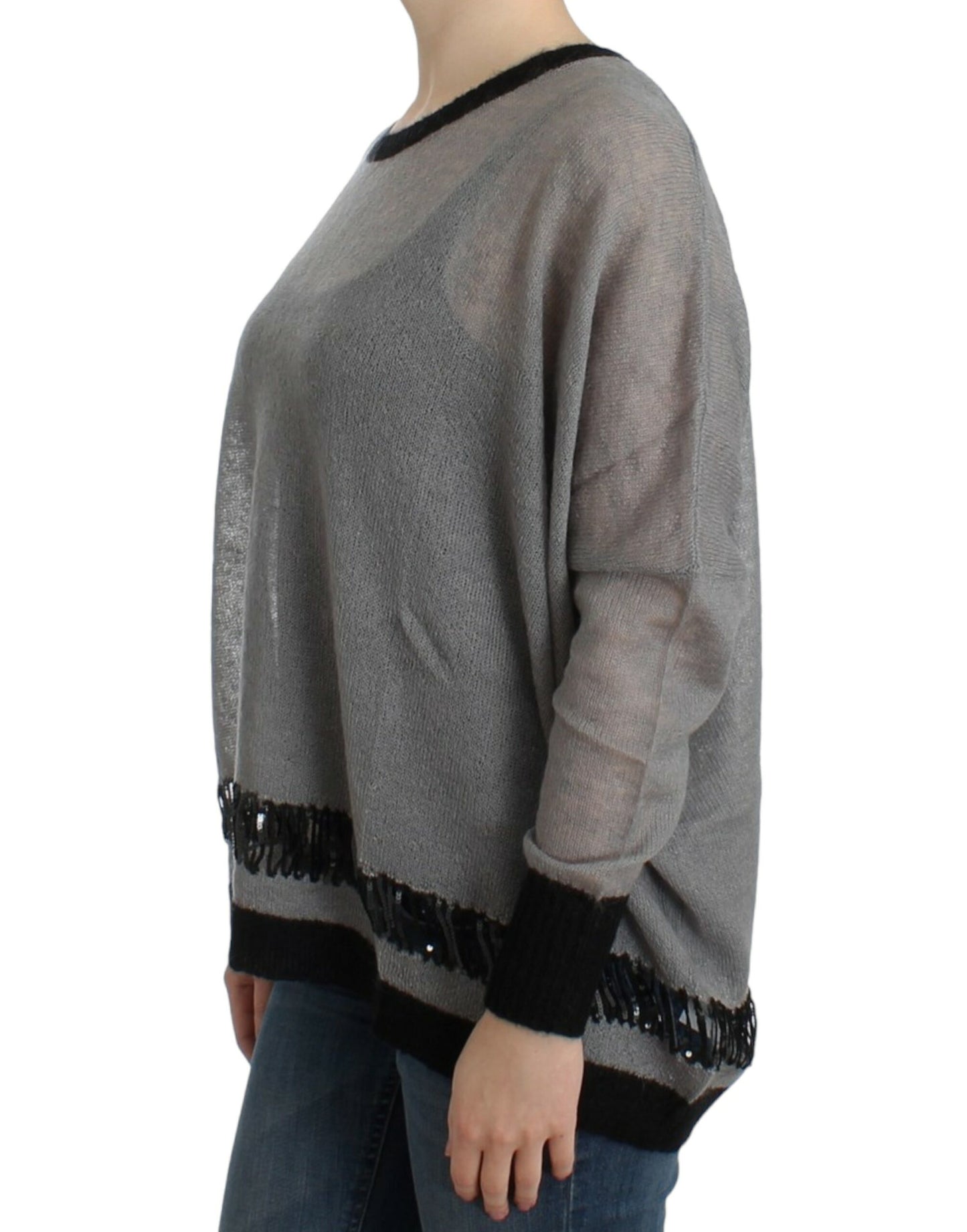 Costume National Chic asymmetric knitted sweater with embellishments