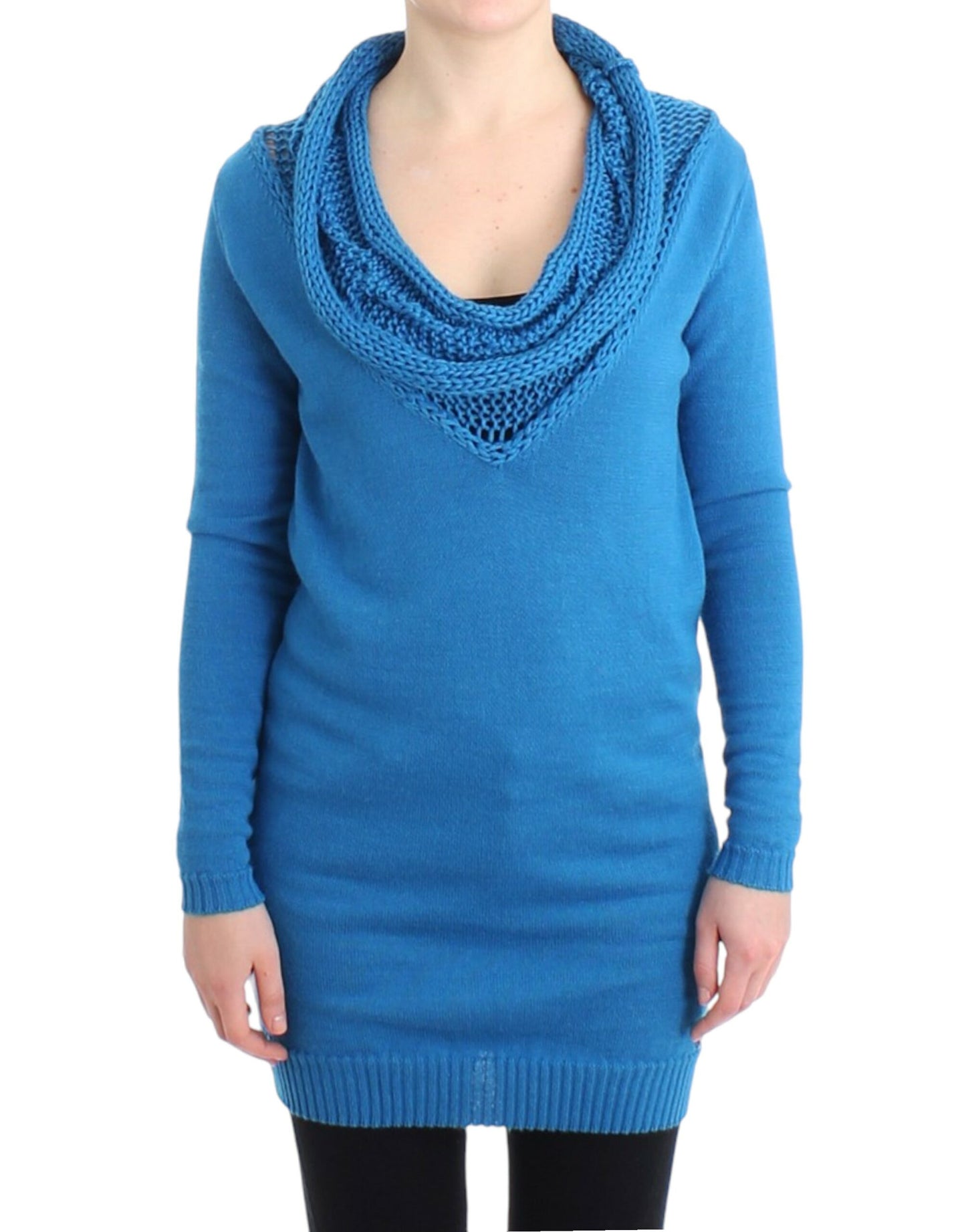 Costume National Cozy Blue Crew Neck Knit Sweater