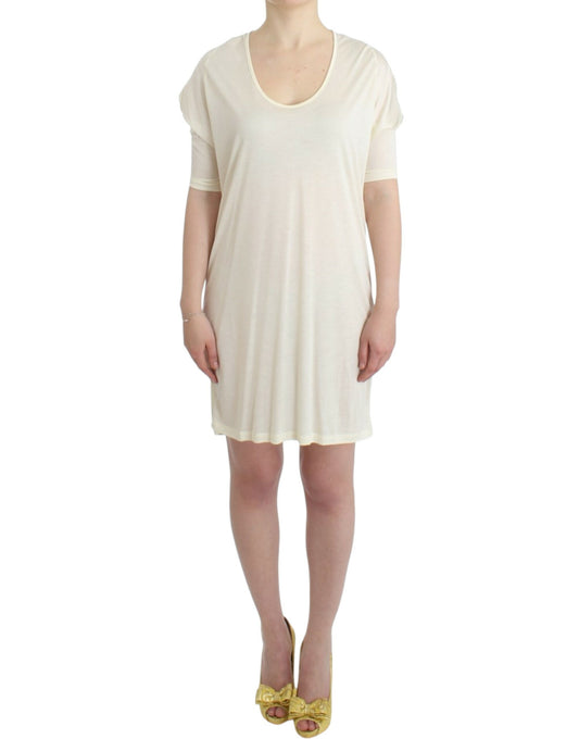 Costume National Chic White Modal Dress Above the Knee