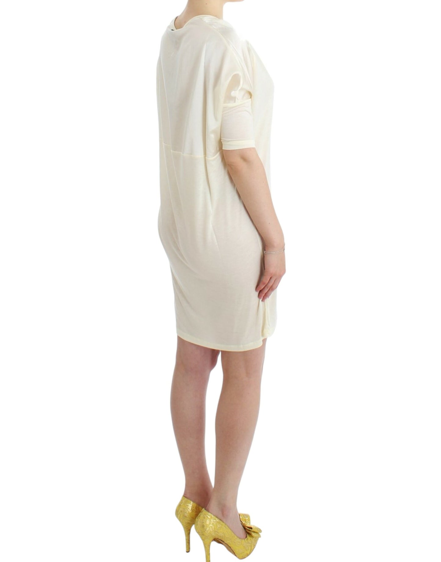 Costume National Chic White Modal Dress Above the Knee