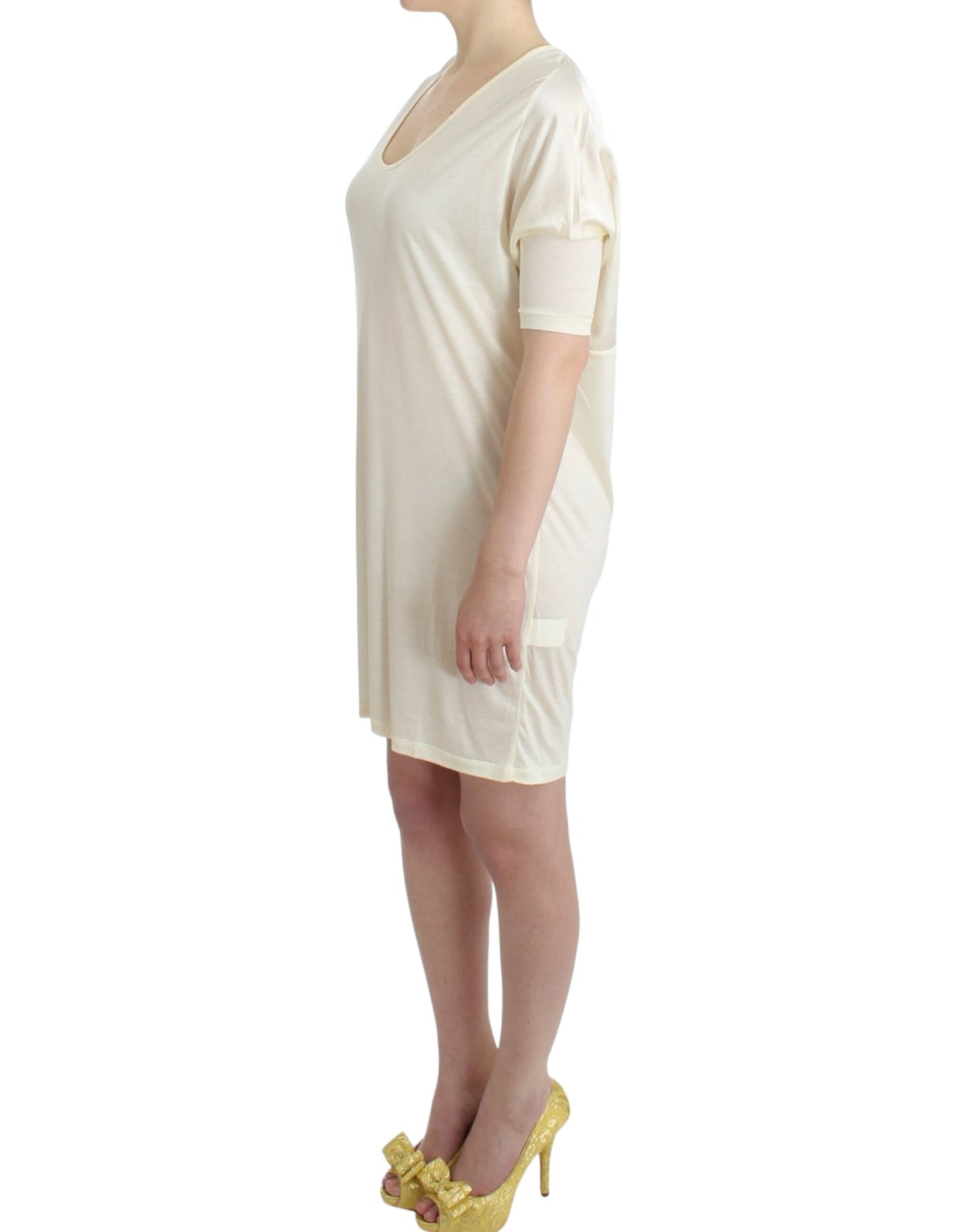 Costume National Chic White Modal Dress Above the Knee