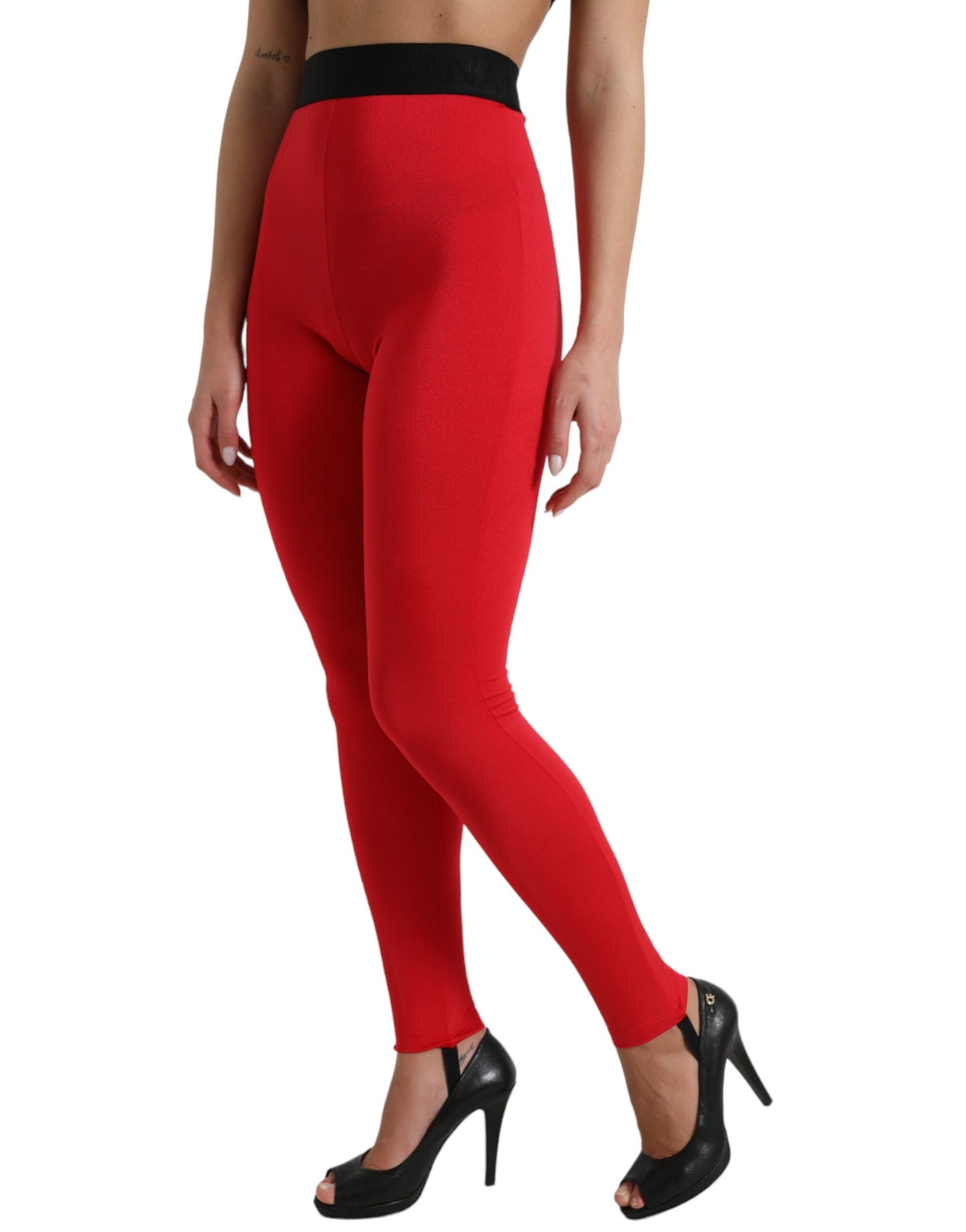 Dolce &amp; Gabbana Elegant Red High Waist Leggings