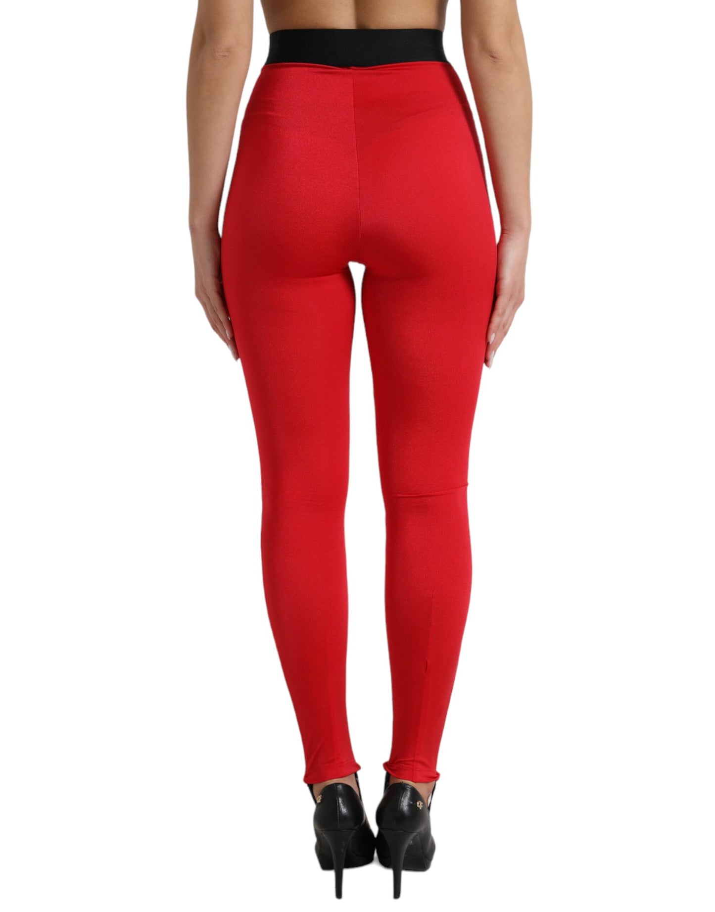 Dolce &amp; Gabbana Elegant Red High Waist Leggings