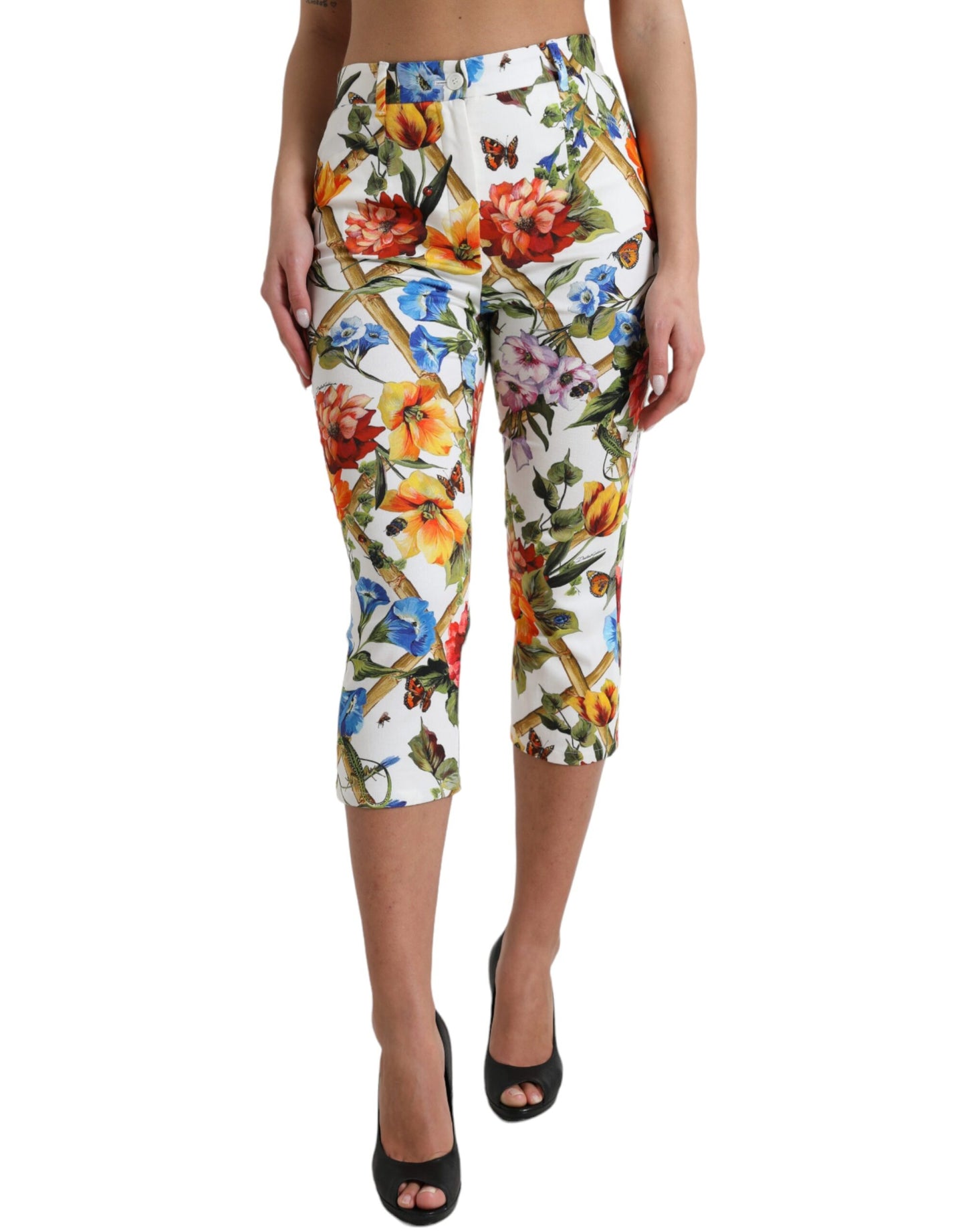 Dolce &amp; Gabbana Floral High Waist Cropped Fashion Pants