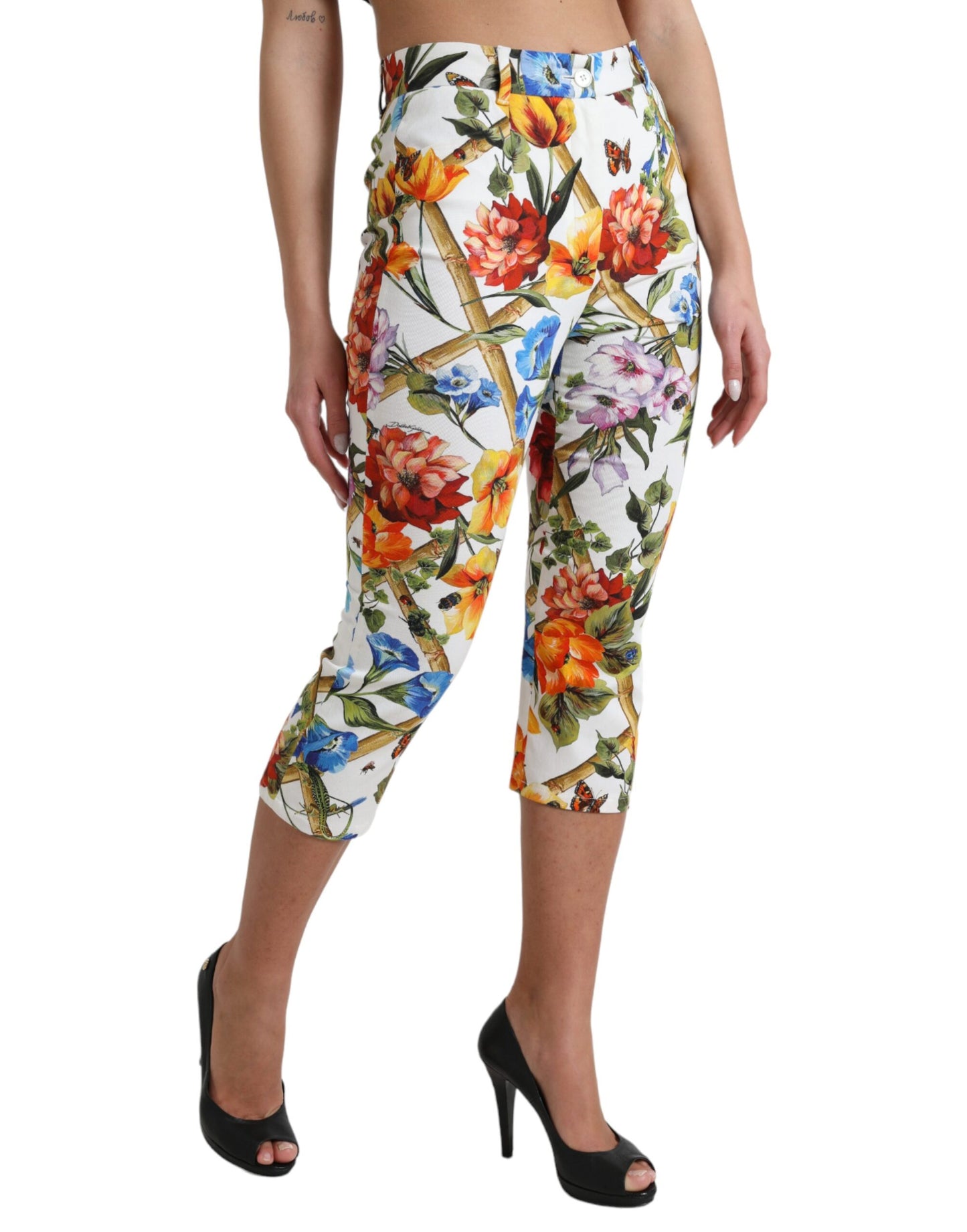 Dolce &amp; Gabbana Floral High Waist Cropped Fashion Pants