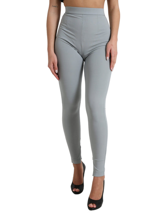 Dolce &amp; Gabbana Elegant High Waist Leggings in Grey