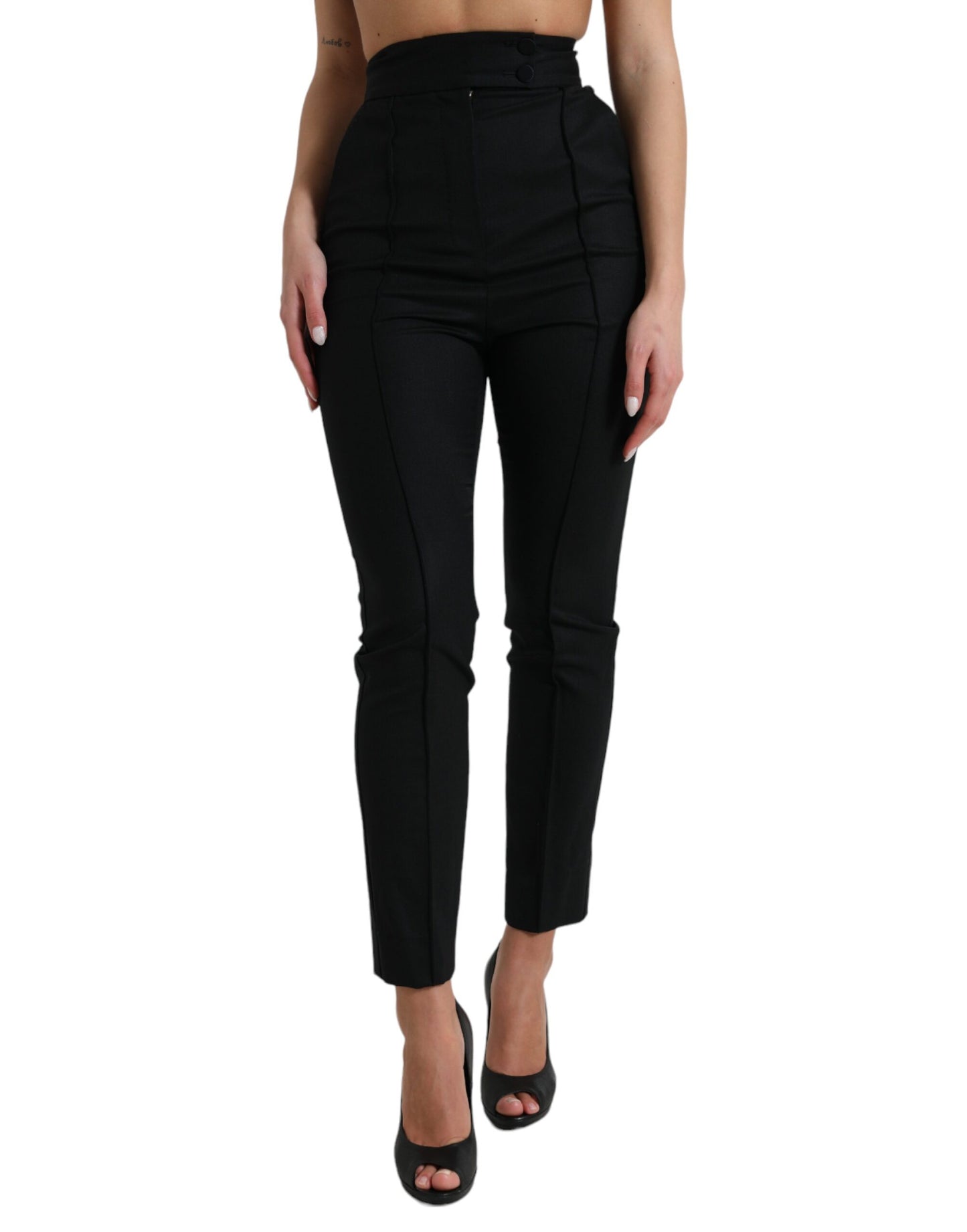 Dolce &amp; Gabbana Elegant tapered wool trousers with high waist