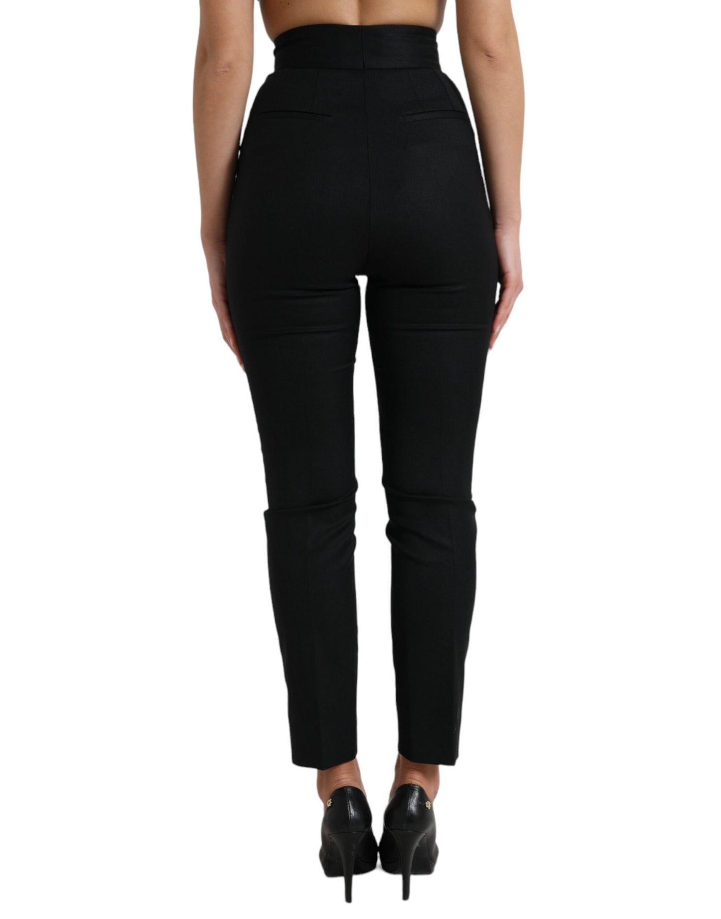 Dolce &amp; Gabbana Elegant tapered wool trousers with high waist