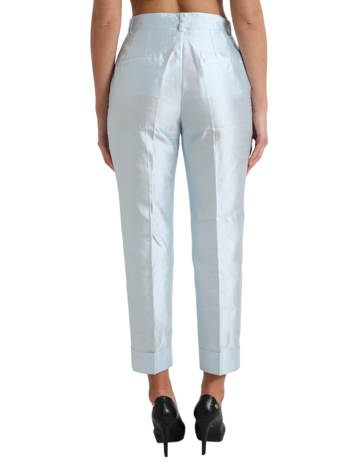 Dolce &amp; Gabbana Chic sky blue cropped pants with high waist