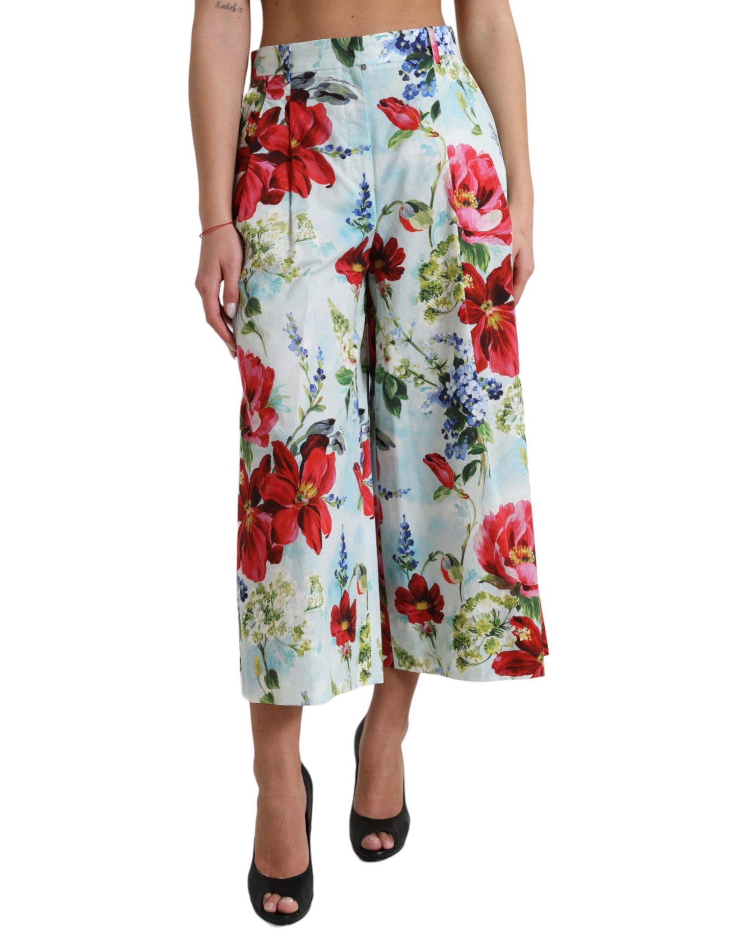 Dolce &amp; Gabbana Floral High Waist Wide Leg Pants