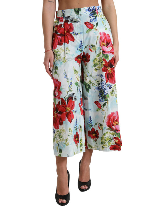 Dolce &amp; Gabbana Floral High Waist Wide Leg Pants