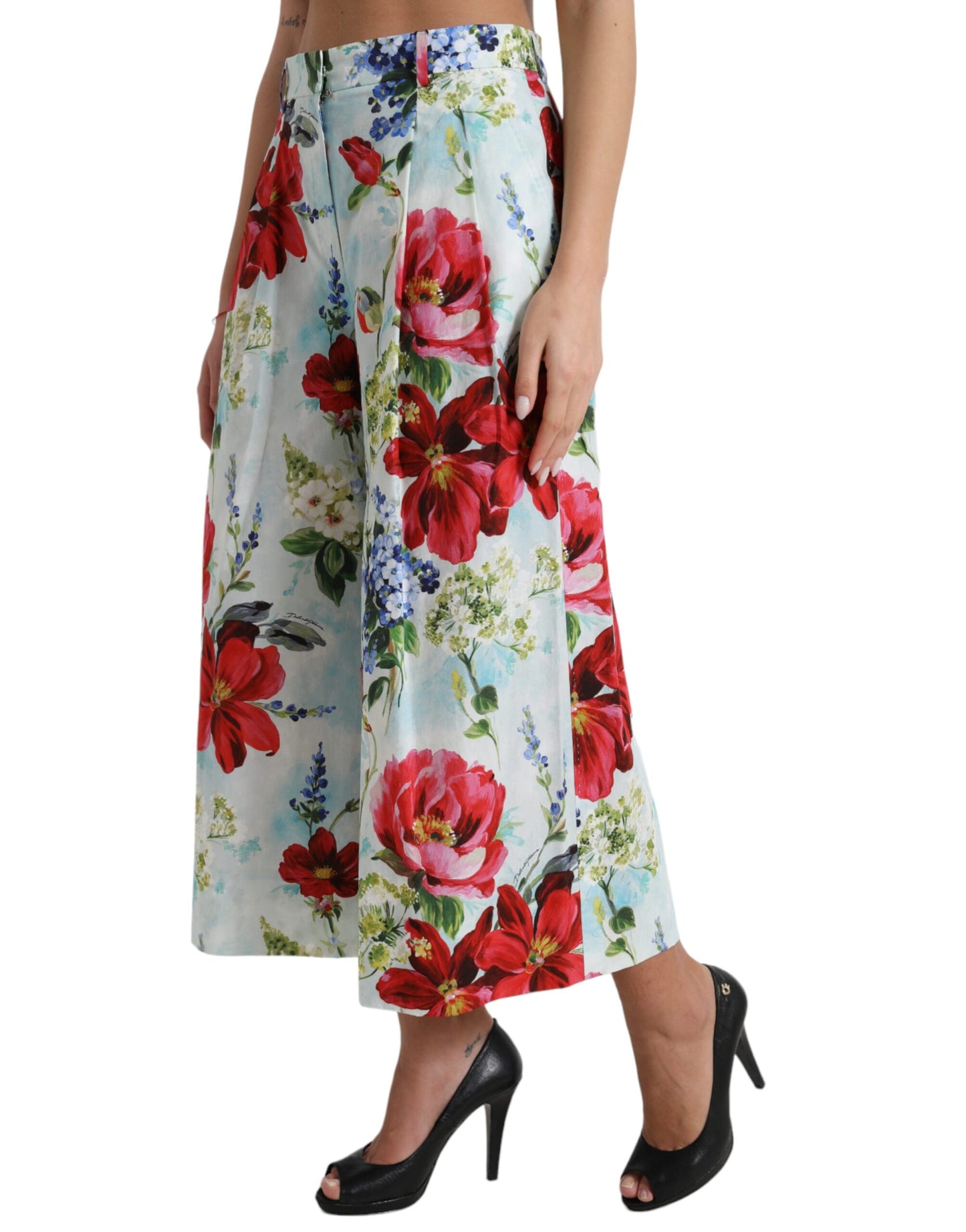 Dolce &amp; Gabbana Floral High Waist Wide Leg Pants