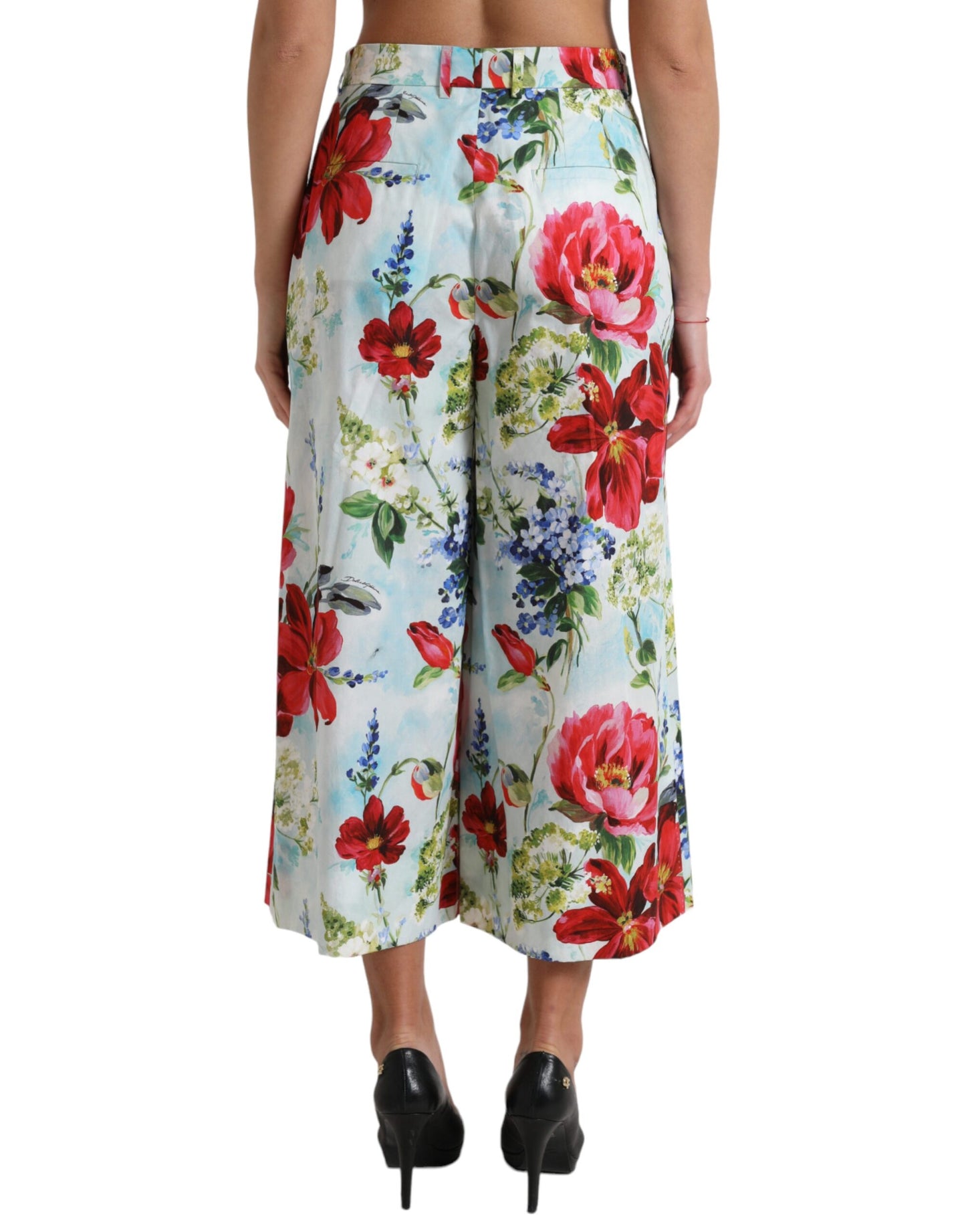 Dolce &amp; Gabbana Floral High Waist Wide Leg Pants