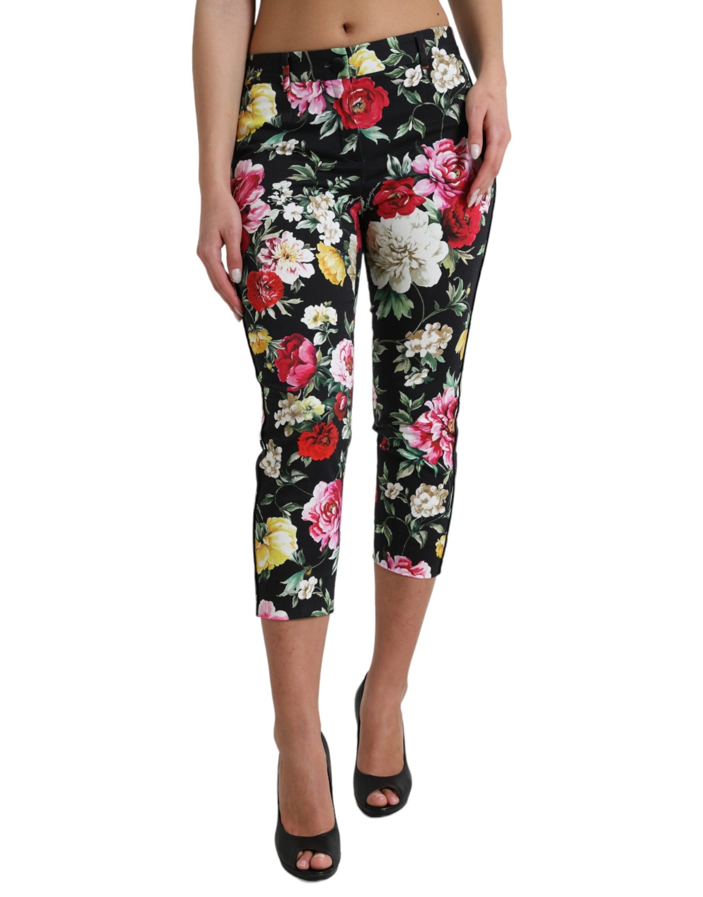 Dolce &amp; Gabbana Elegant Floral Mid Waist Cropped Pants