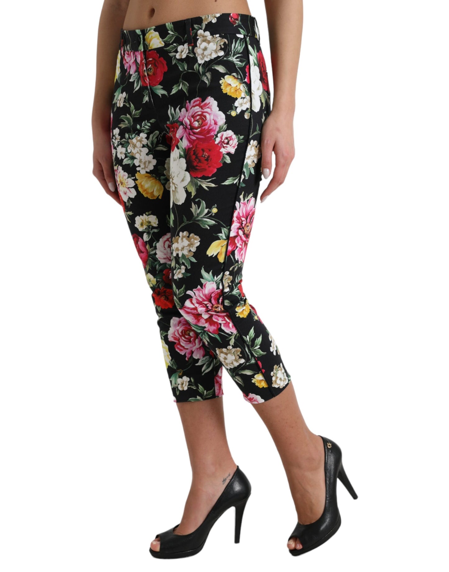 Dolce &amp; Gabbana Elegant Floral Mid Waist Cropped Pants