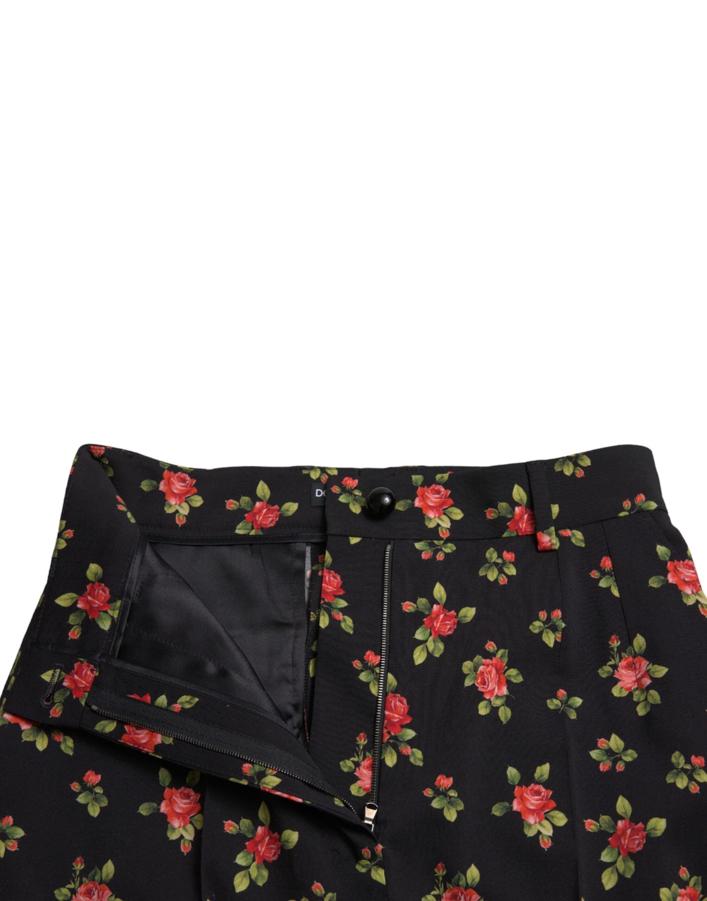 Dolce &amp; Gabbana Elegant tapered trousers with high waist and floral pattern