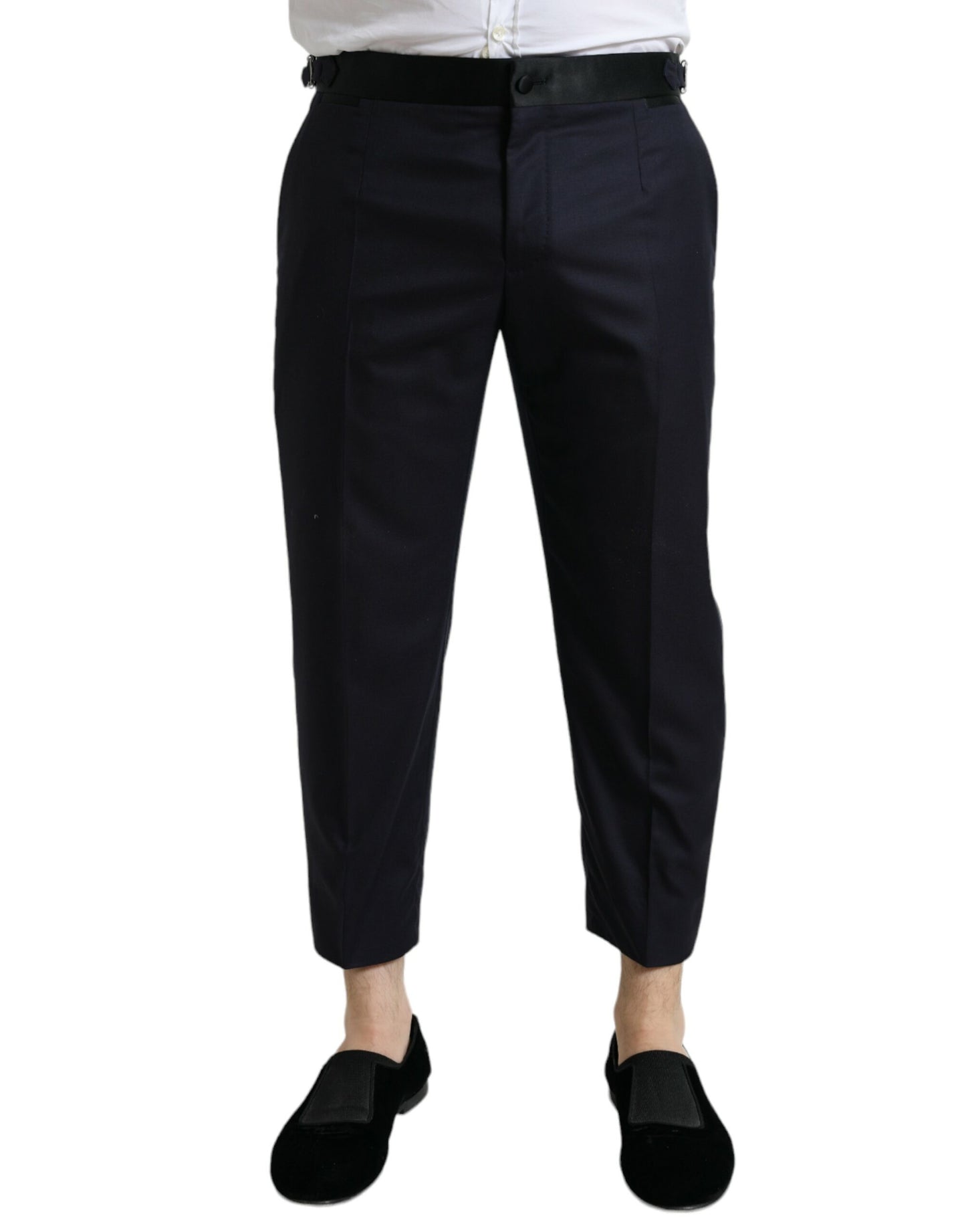 Dolce &amp; Gabbana Elegant Cropped Dress Pants in Wool-Silk Blend