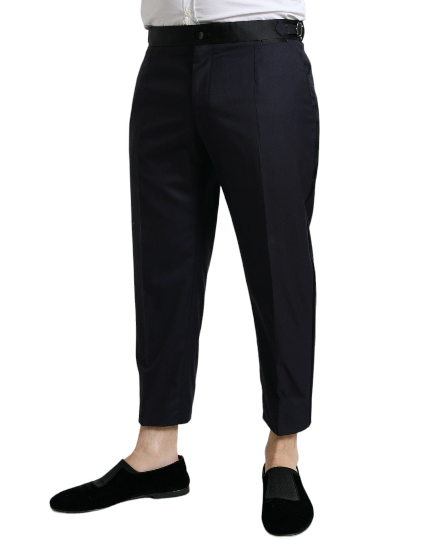 Dolce &amp; Gabbana Elegant Cropped Dress Pants in Wool-Silk Blend