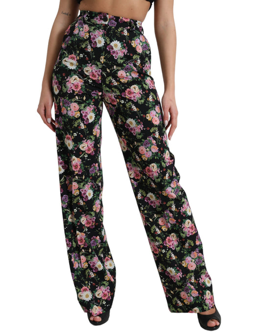 Dolce &amp; Gabbana Floral High Waist Wide Leg Pants