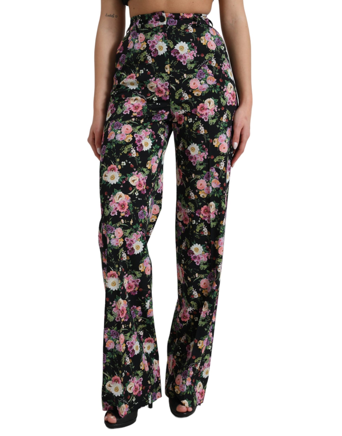 Dolce &amp; Gabbana Floral High Waist Wide Leg Pants