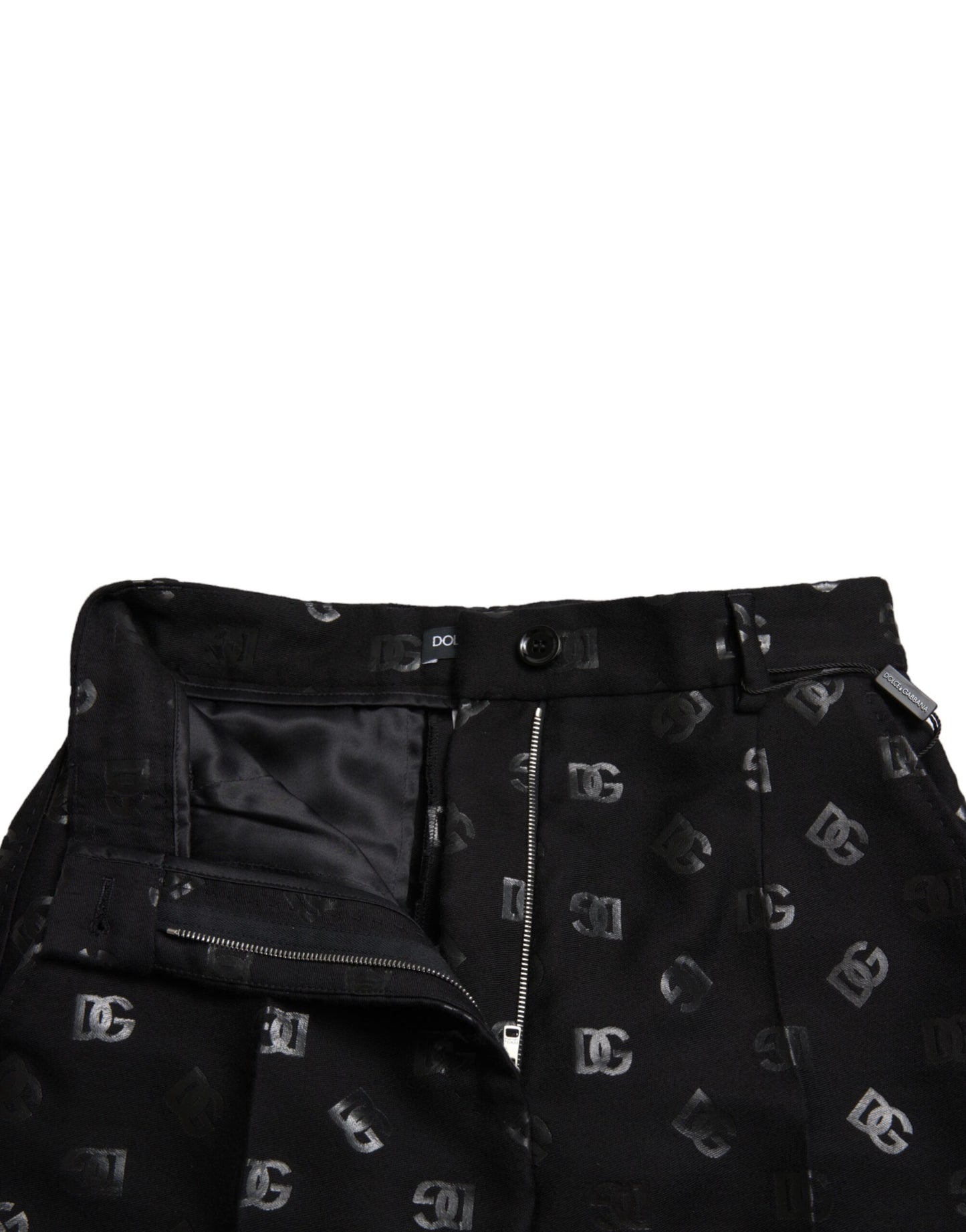 Dolce &amp; Gabbana Chic High Waist Straight Pants with Logo Print