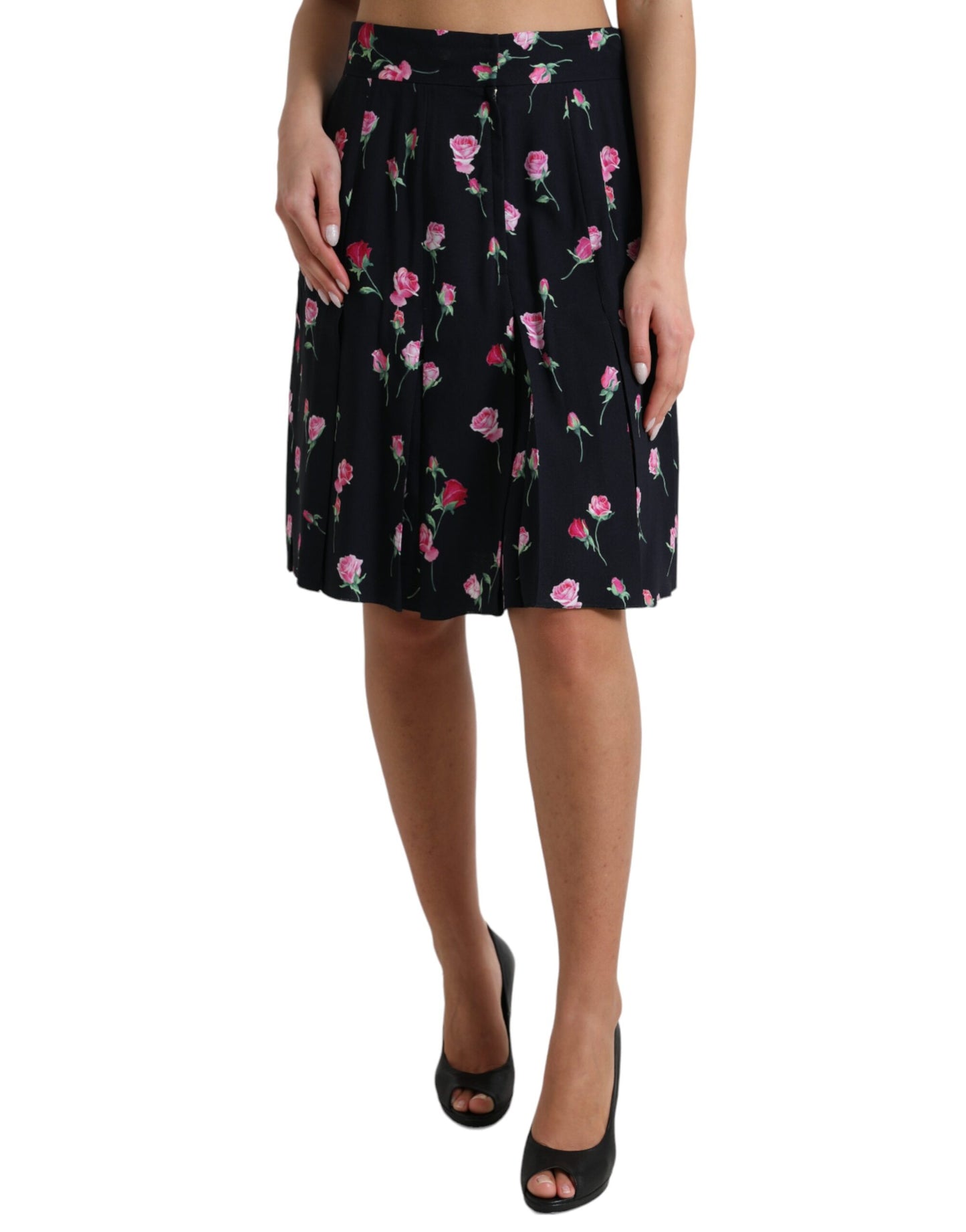 Dolce &amp; Gabbana Elegant knee-length skirt with floral pattern in A-line