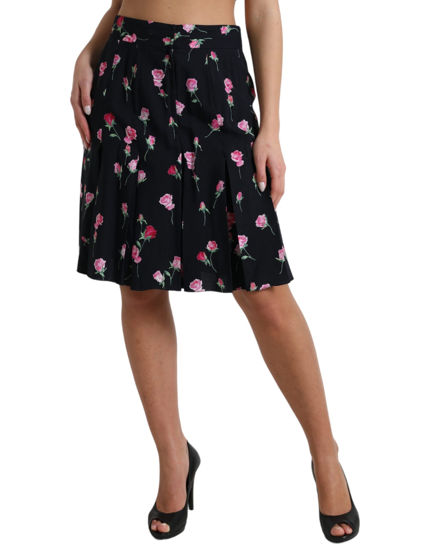 Dolce &amp; Gabbana Elegant knee-length skirt with floral pattern in A-line