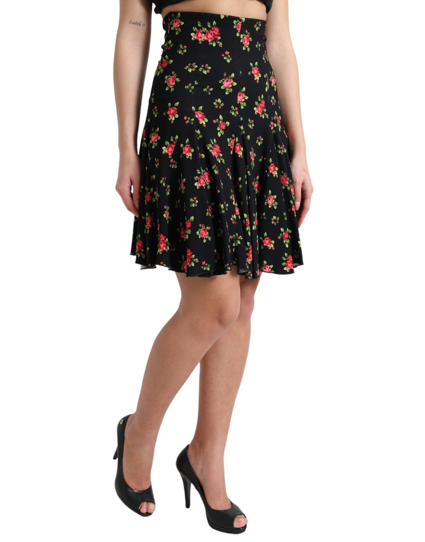 Dolce &amp; Gabbana Floral High Waist A-Line Mini Skirt