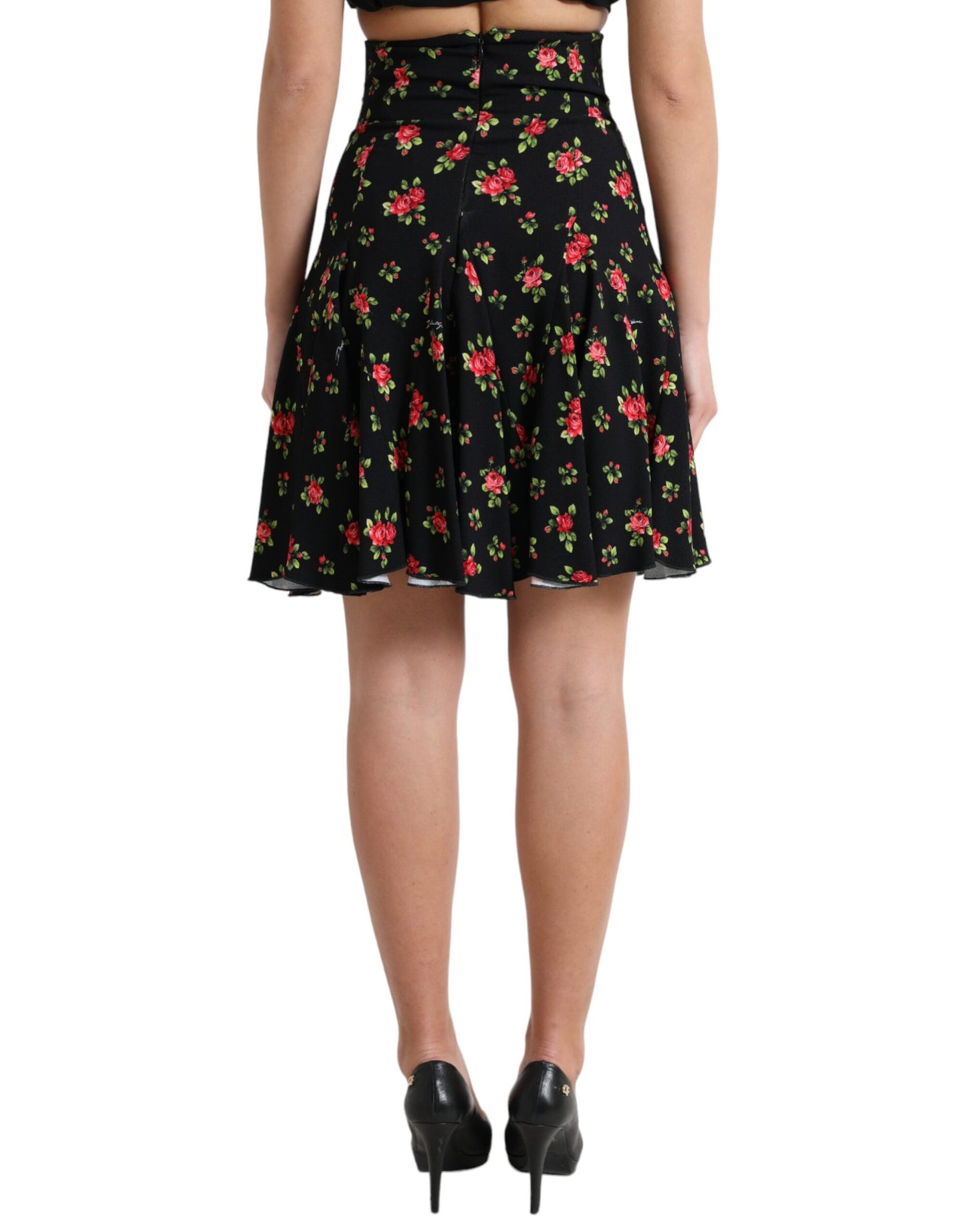 Dolce &amp; Gabbana Floral High Waist A-Line Mini Skirt